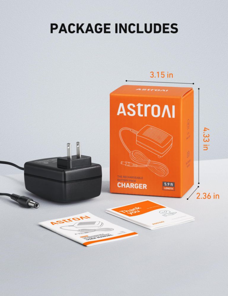 Cargador de baterías AstroAI 20 V 17 A con indicador LED