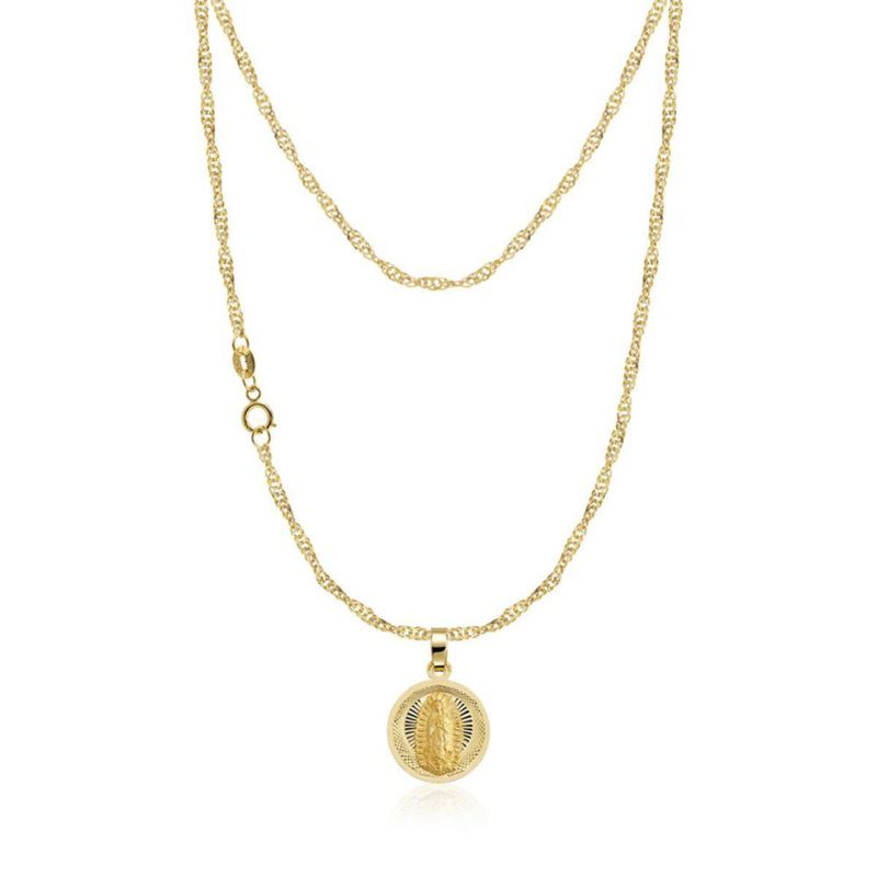 Cadena con Medalla Virgen de guadalupe Diamantada chica 10K Oro