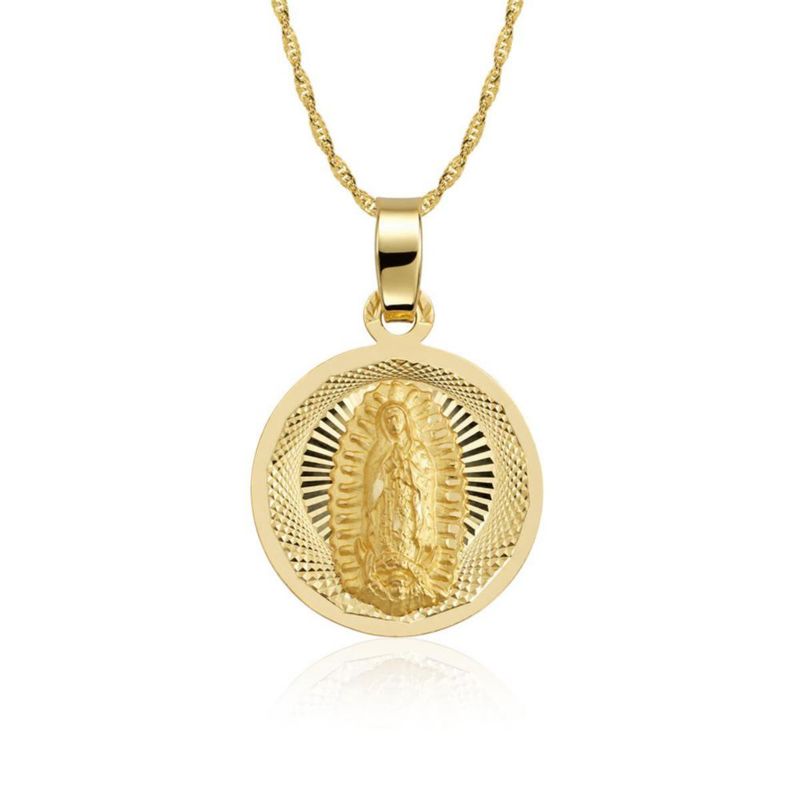 Cadena con Medalla Virgen de guadalupe Diamantada chica 10K Oro