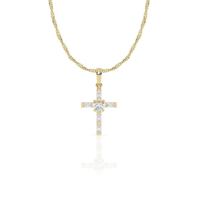 Cadena con Medalla cristo cruz corazón 10K Oro Abba Joyas
