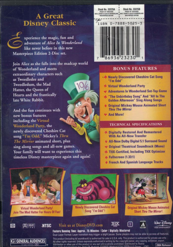 Película Disney Alicia en el País de las Maravillas - Set de 2 Discos
