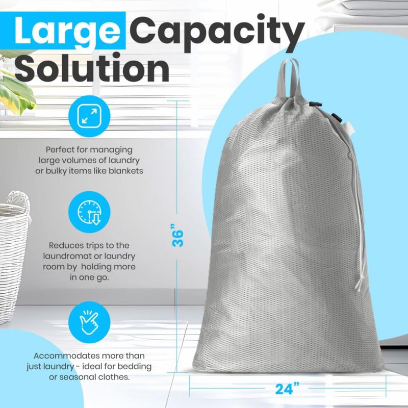 Bolsa de lavandería de malla resistente Handy Laundry 61x91 cm gris con correa de hombro