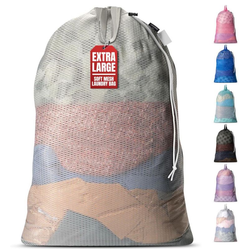 Bolsa de lavandería de malla resistente Handy Laundry 61x91 cm gris con correa de hombro