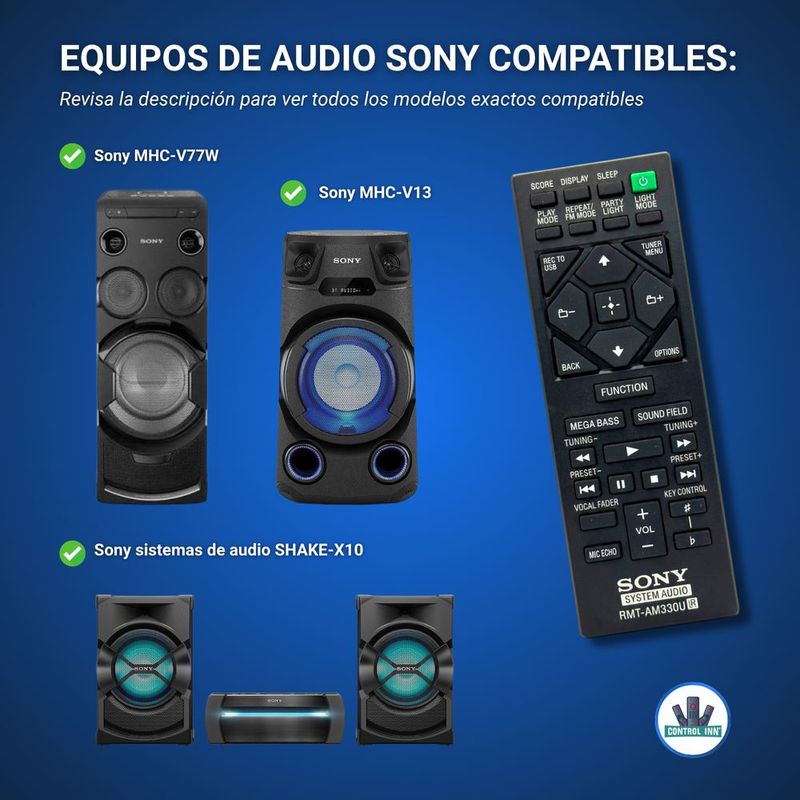 Control compatible con sony bocina mhc shake rmt-am330u