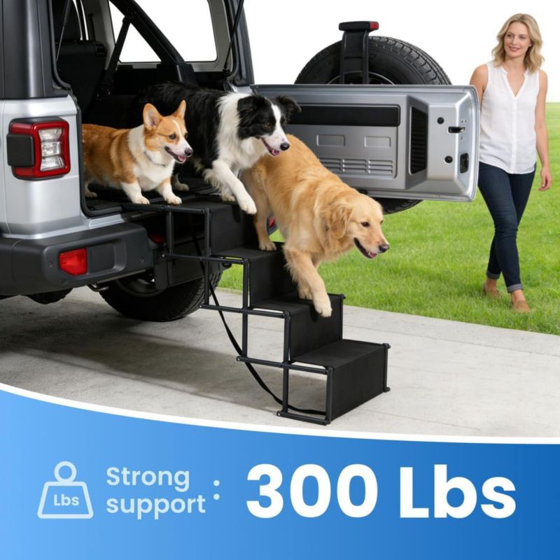Escalera plegable para perros genérica de 4 peldaños capacidad 136 kg
