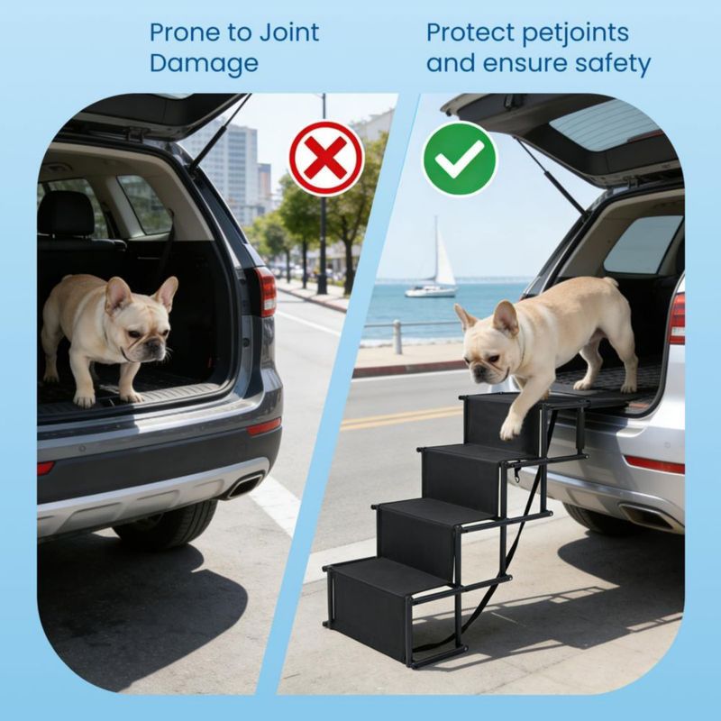 Escalera plegable para perros genérica de 4 peldaños capacidad 136 kg