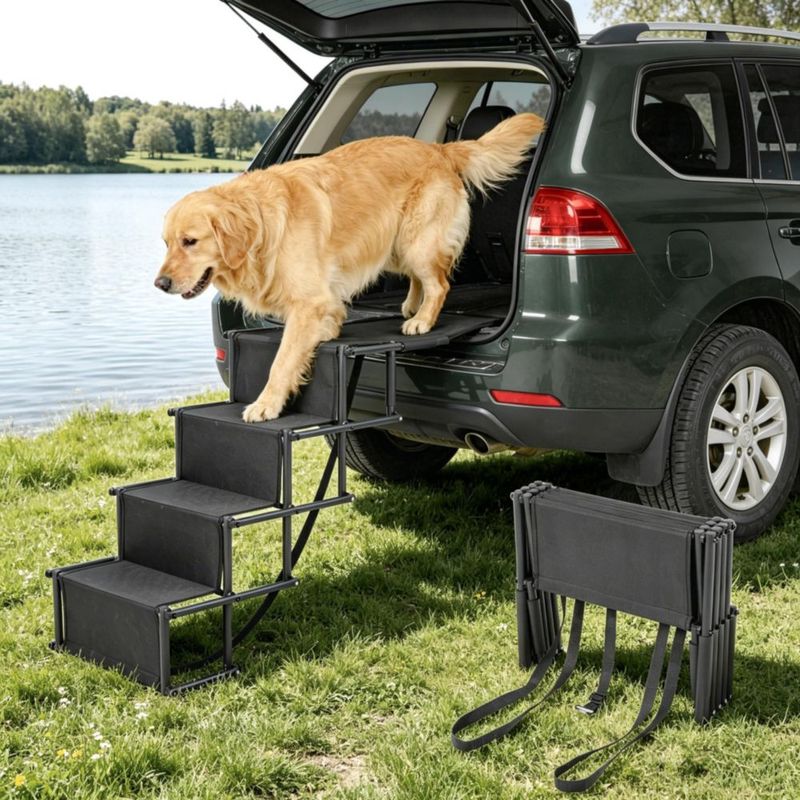 Escalera plegable para perros genérica de 4 peldaños capacidad 136 kg
