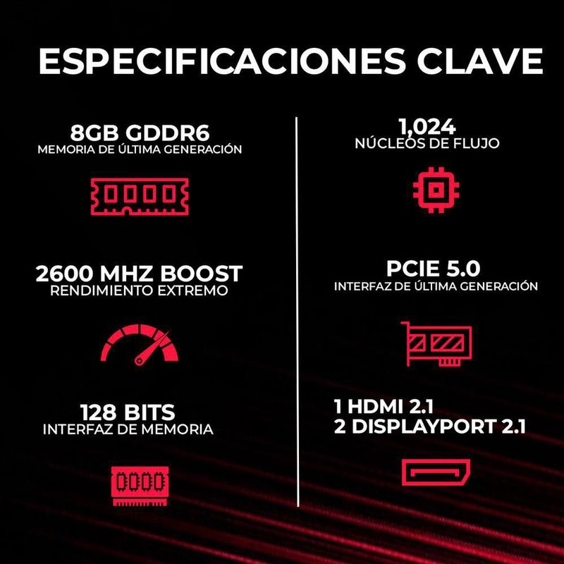 Tarjeta de video xfx swift radeon rx 9050 8gb gddr6 341 tops