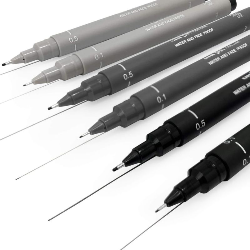 Fineliner Uni Pin 01/05 mm Tonos Grises Pack de 6
