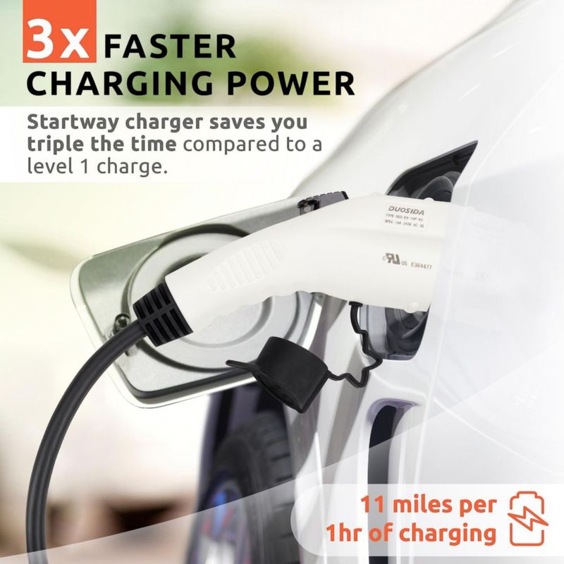 Cargador EV STARTWAY Duosida 16A 120–240 V con cable de 76 m