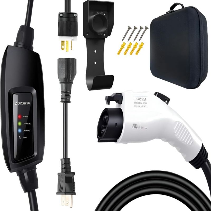 Cargador EV STARTWAY Duosida 16A 120–240 V con cable de 76 m