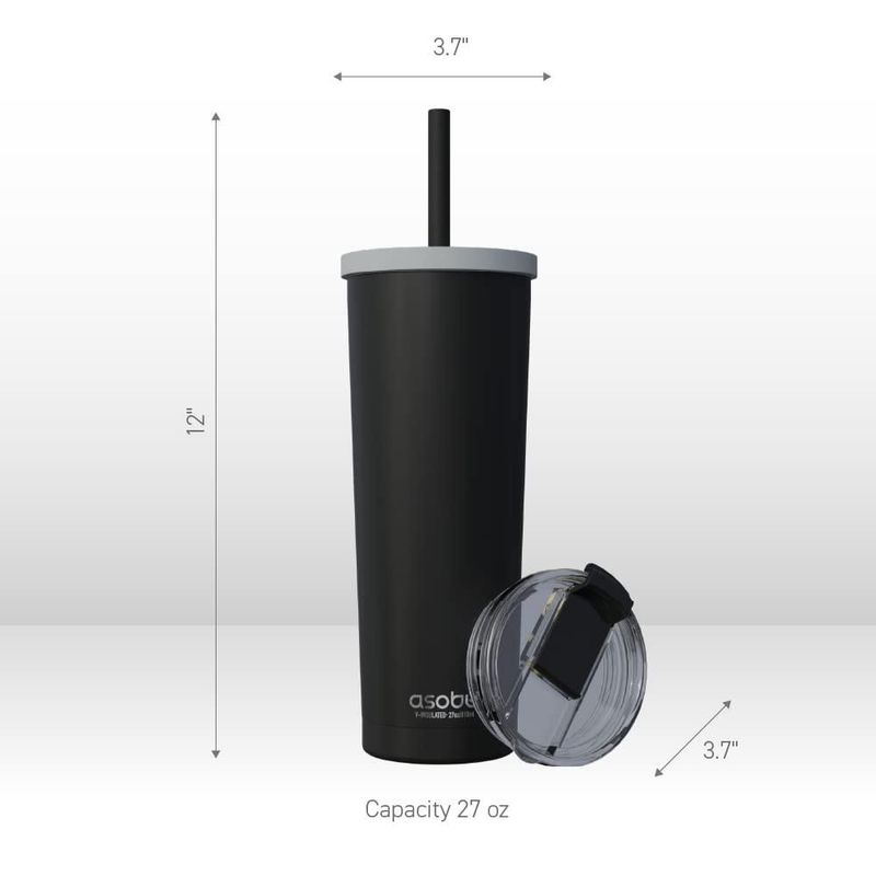 Vaso térmico aislado asobu 765 ml Blanco con tapa de pajilla y tapa abatible