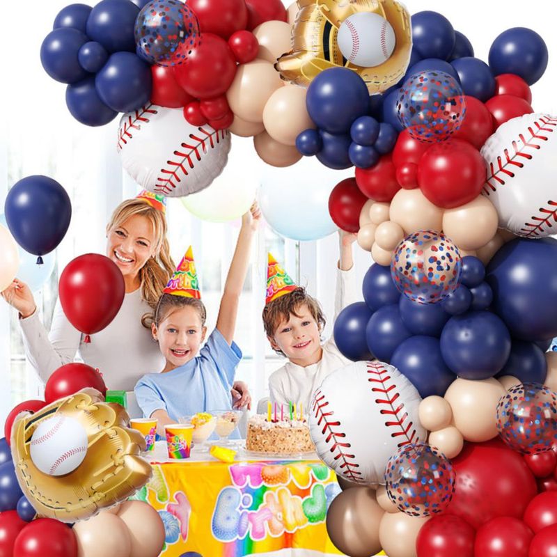 Kit de globos de béisbol YAHEBODT 166 piezas azul marino y rojo