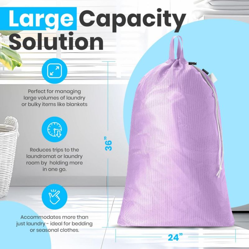 Bolsa de lavandería de malla Handy Laundry 61x91 cm púrpura con cordón