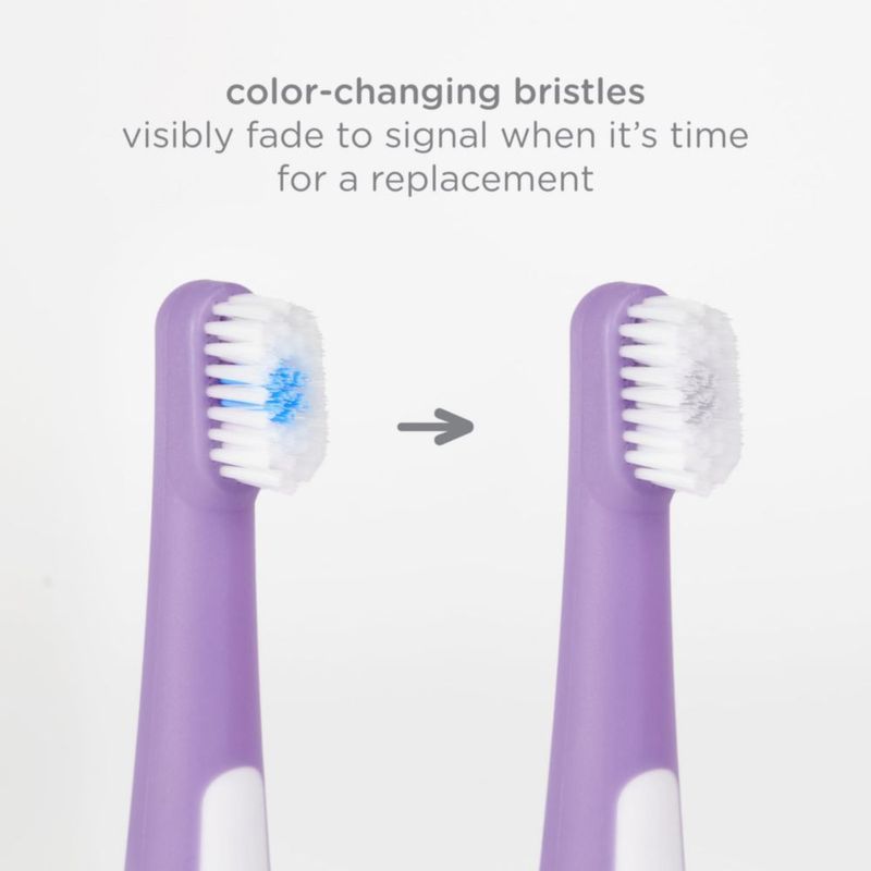 Set de entrenamiento de cepillos de dientes Ubbi color púrpura de 3 etapas