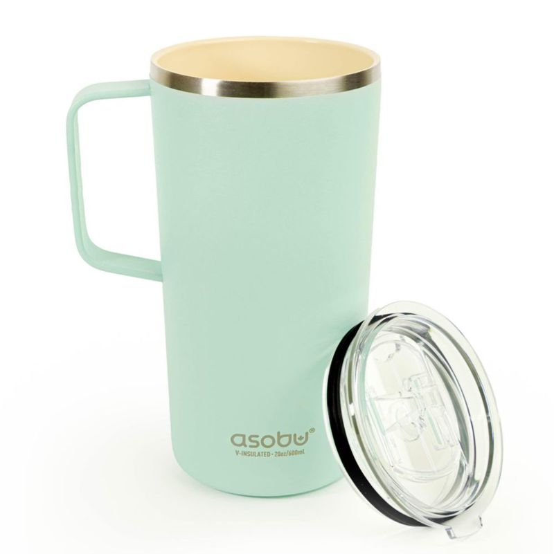 Taza de viaje asobu 600 ml cerámica color menta