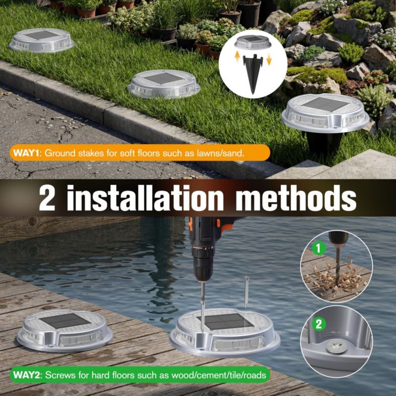 VOLISUN Luces Solares para Entrada Terraza Muelle y Marina – 2 Modos de Color Pack de 12