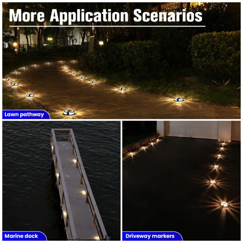 VOLISUN Luces Solares para Entrada Terraza Muelle y Marina – 2 Modos de Color Pack de 12