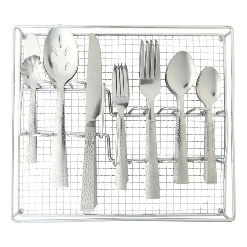Juego de cubiertos Gibson Home 65 piezas acero inoxidable con acabado plateado martillado