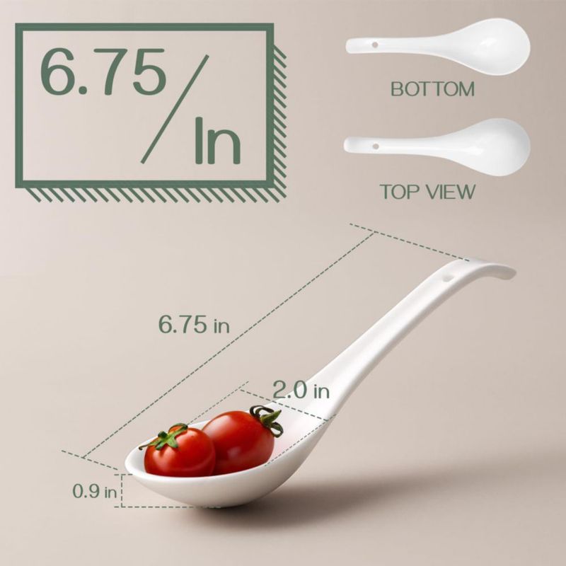 Cucharas DOWAN juego de 6 17 cm cerámica blanca estilo asiático