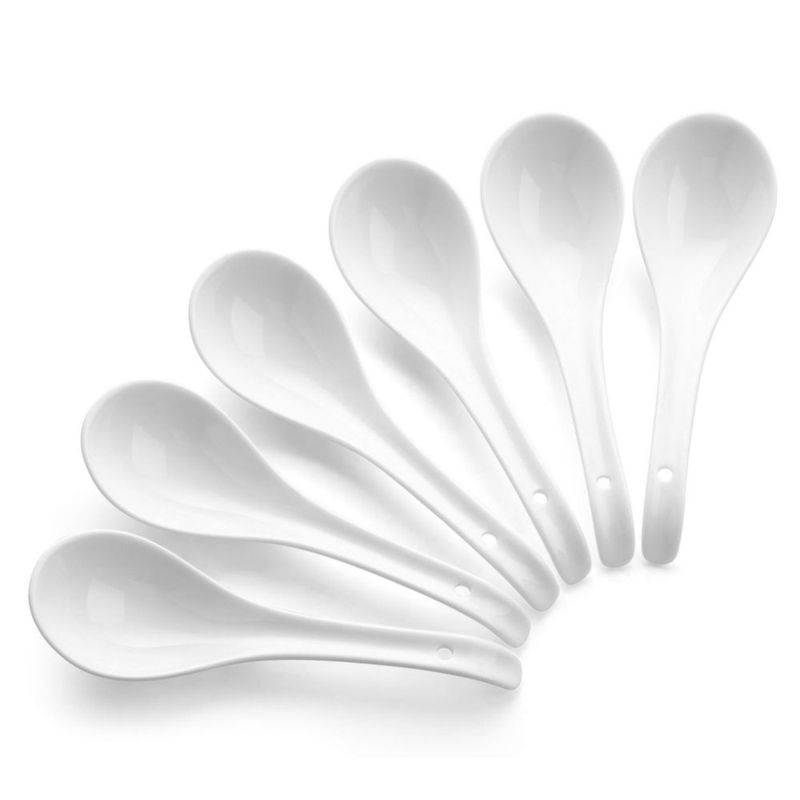 Cucharas DOWAN juego de 6 17 cm cerámica blanca estilo asiático