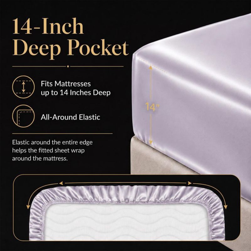 Sábanas de Satén CozyLux Queen – Juego de 4 piezas con bolsillo profundo de 36 cm