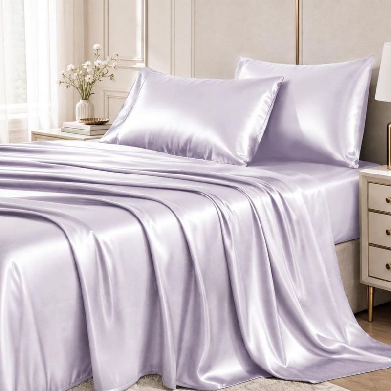 Sábanas de Satén CozyLux Queen – Juego de 4 piezas con bolsillo profundo de 36 cm
