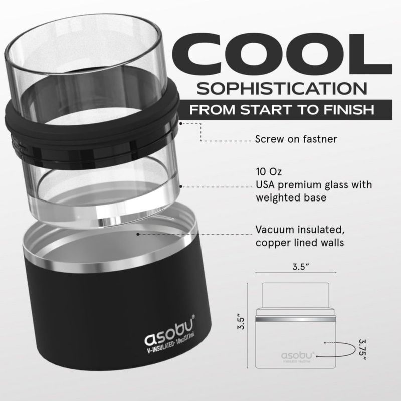 Vaso de whisky Asobu 300 ml con funda aislante