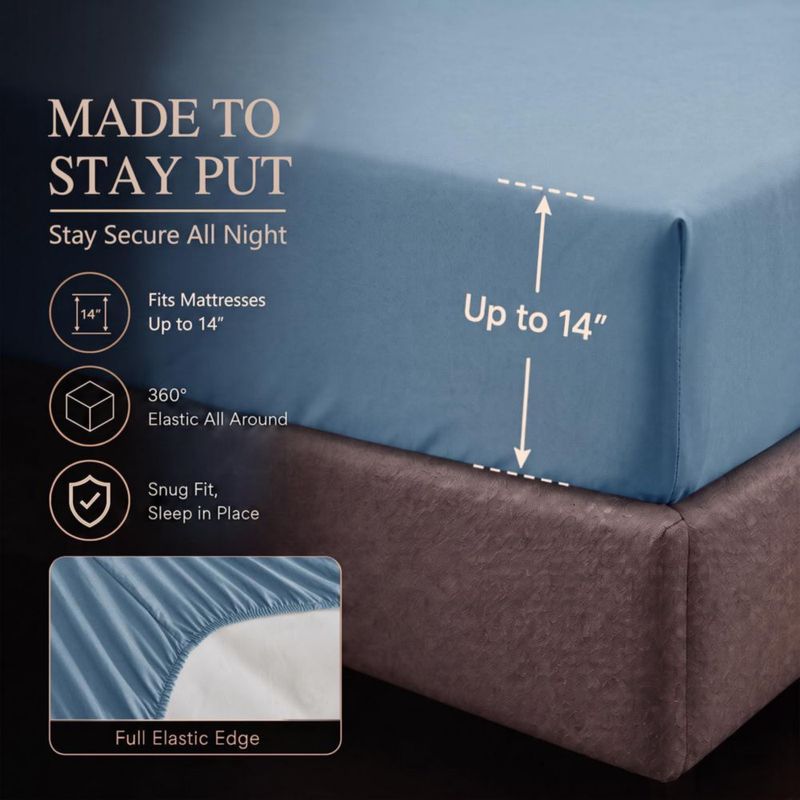 Juego de Edredón CozyLux King 7 piezas Azul grisáceo con detalle de pliegues pintados