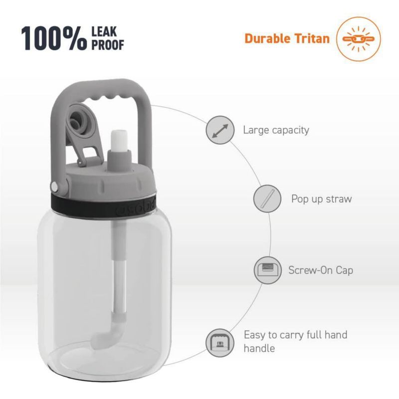 Botella asobu Juggler 14 L Tritan gris con pajilla retráctil