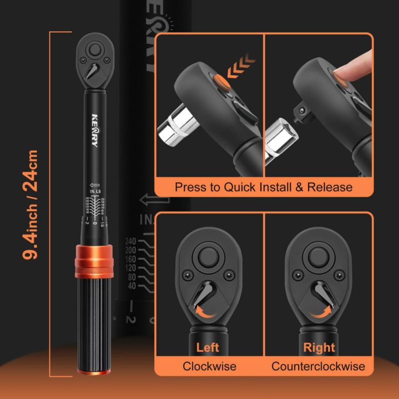 Llave de torsión Kerry 2.3‑27.1 Nm accionamiento 1/4" con clic