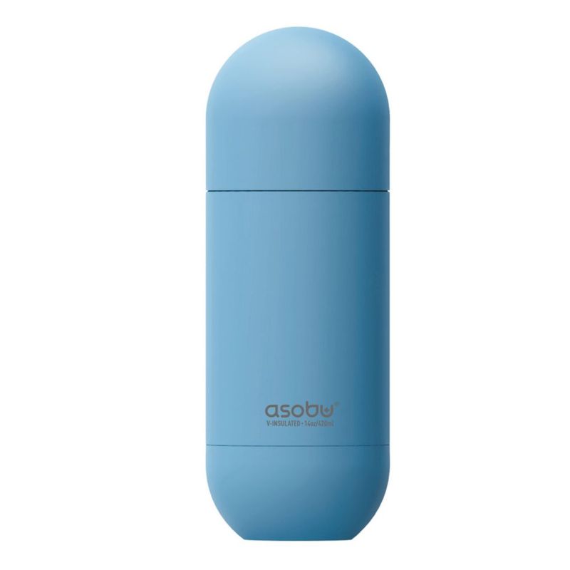 Botella de agua asobu 420 ml azul de doble pared aislada