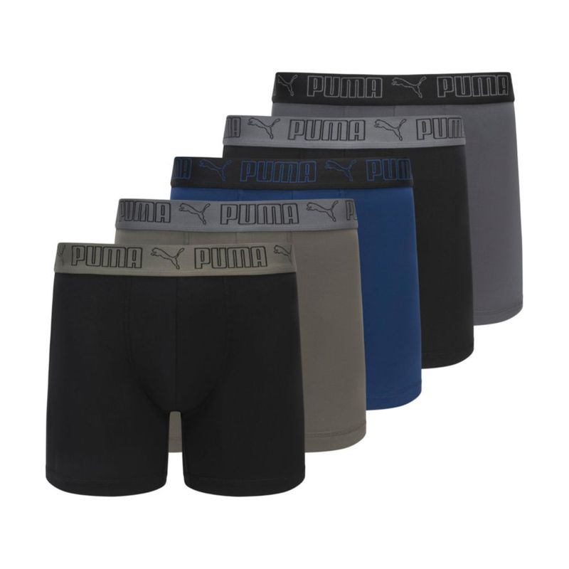 PUMA 5 Pack de bóxers hombre (Oliva Negro Azul Gris) Talla S