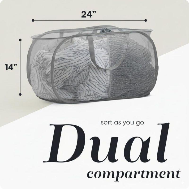 Cesto de ropa plegable Handy Laundry 77 L 2 compartimentos de malla