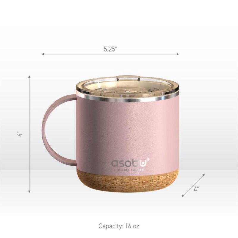 Taza para Beber Asobu 473 ml Rosa con Recubrimiento Cerámico
