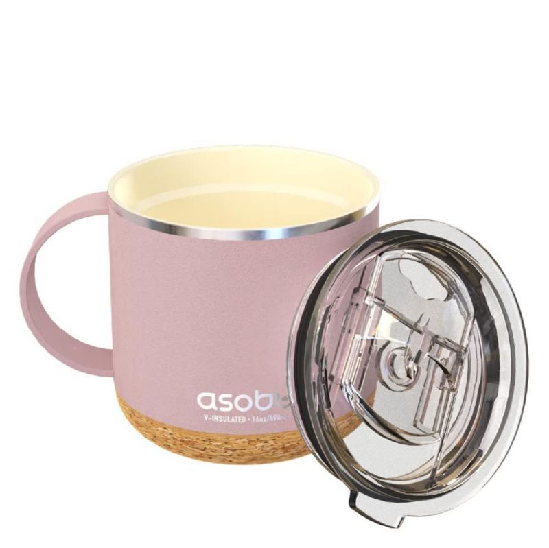 Taza para Beber Asobu 473 ml Rosa con Recubrimiento Cerámico