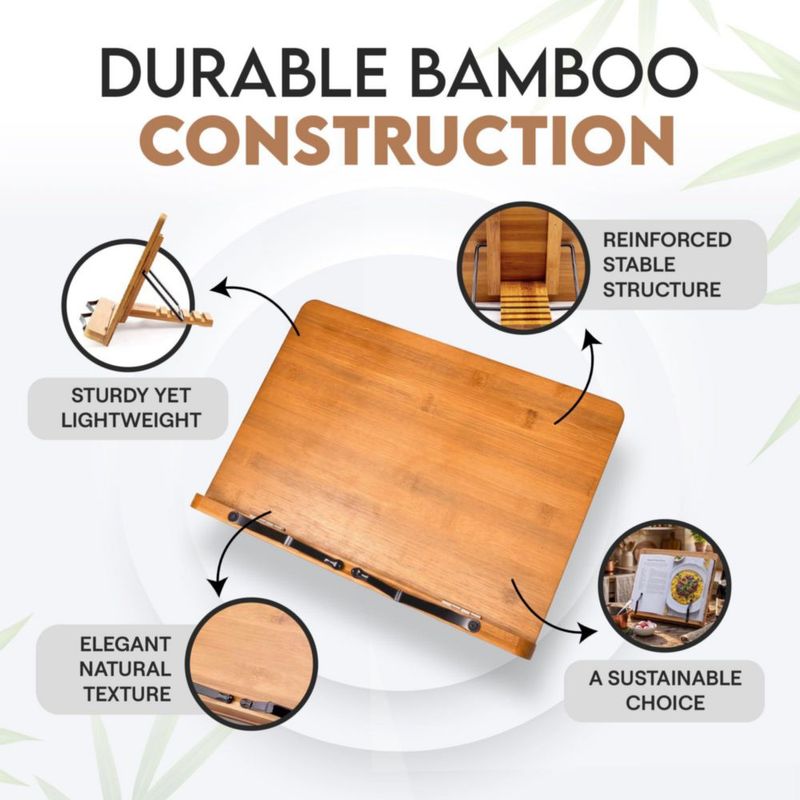 Soporte para Libros Domisso Ajustable Plegable de Bambú 39x28 cm