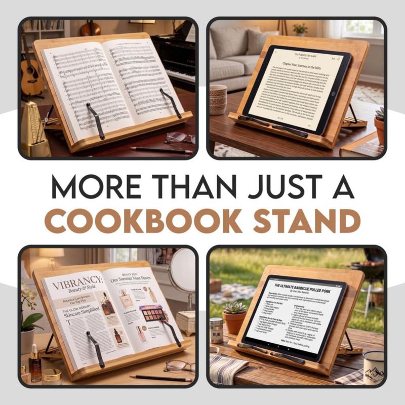Soporte para Libros Domisso Ajustable Plegable de Bambú 39x28 cm