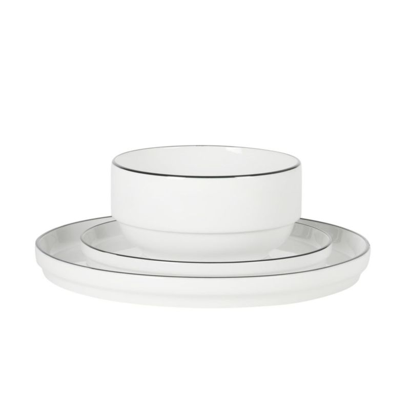 Juego de vajilla Gibson Home 18 piezas con borde blanco y negro