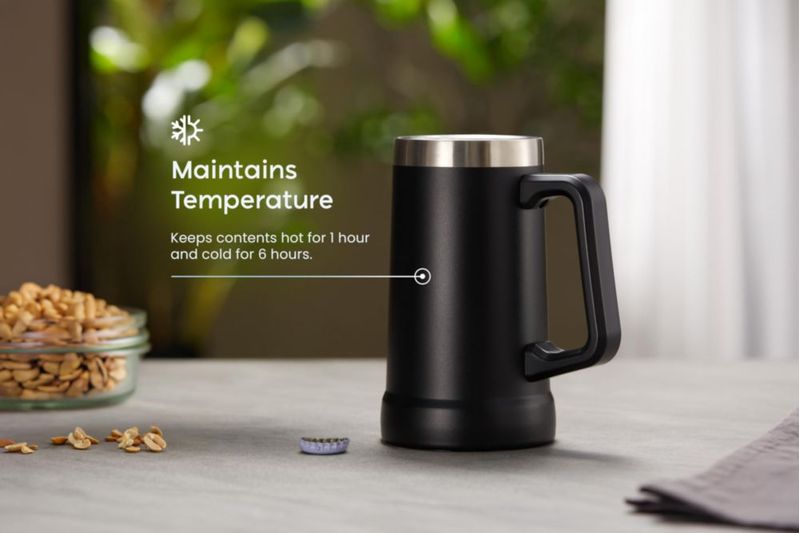 Vaso Térmico KooK 680 ml Negro con Asa Grande