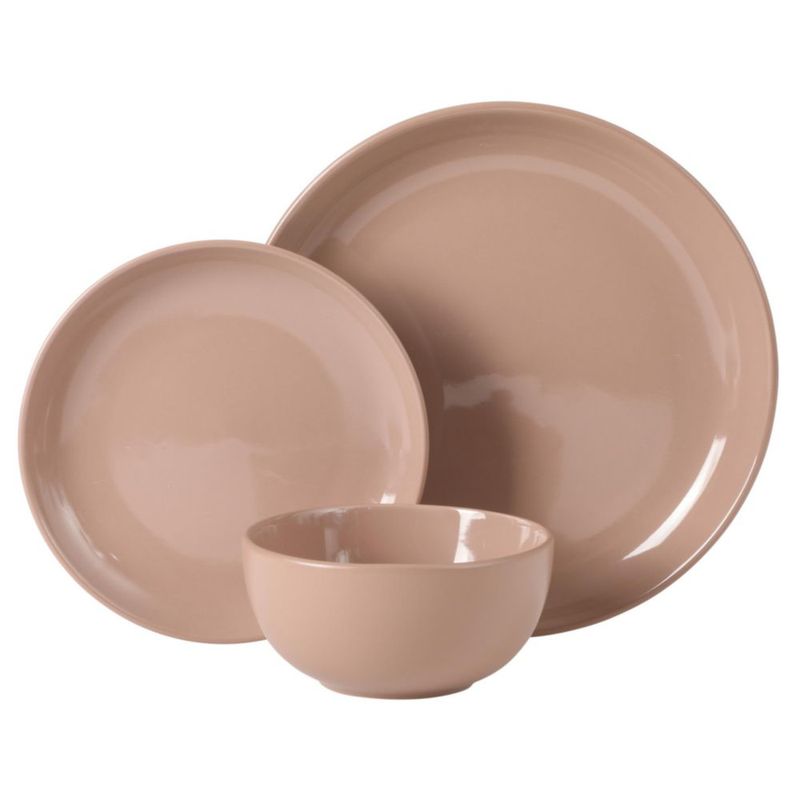 Juego de vajilla Gibson Home de 12 piezas rosa apto para lavavajillas