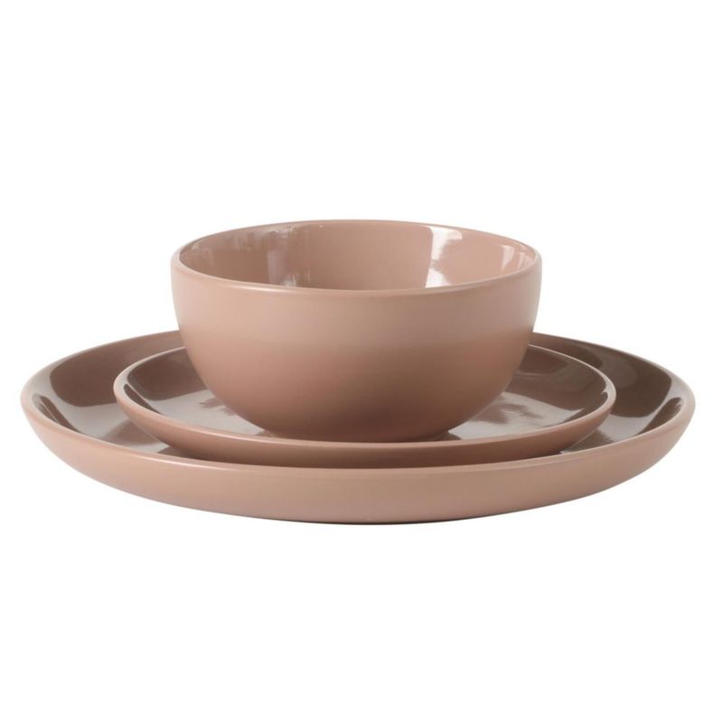Juego de vajilla Gibson Home de 12 piezas rosa apto para lavavajillas