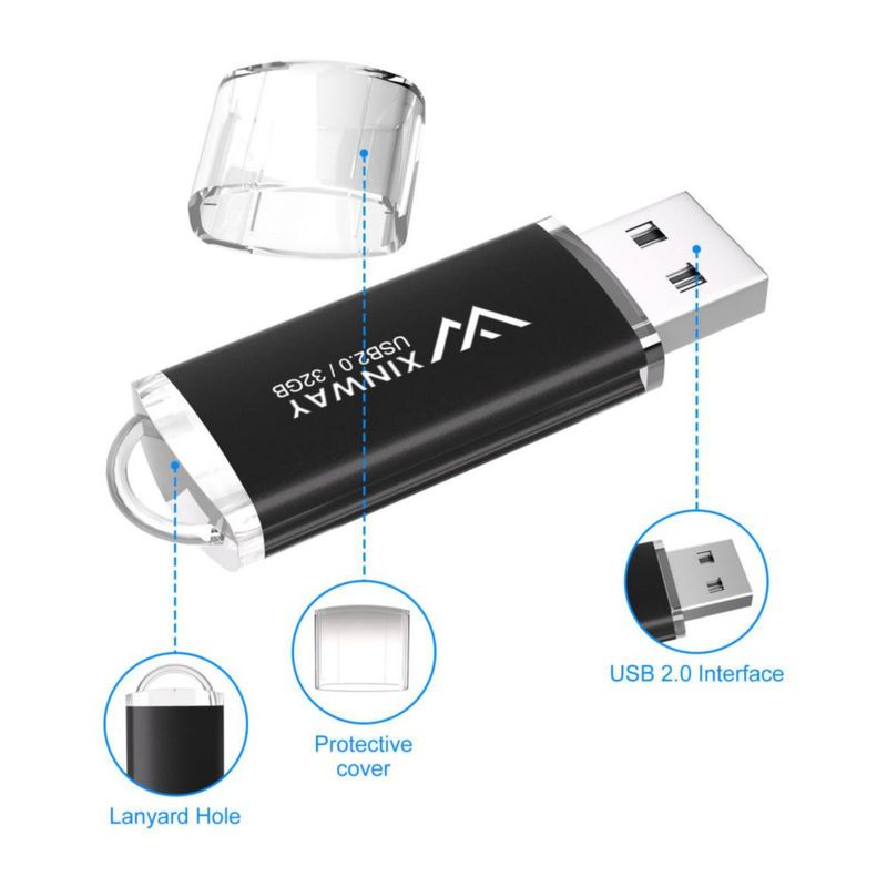 Memoria USB XinwaY 32 GB USB 2.0 Pack de 2 Negro/Azul