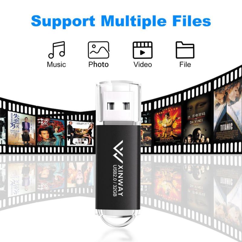 Memoria USB XinwaY 32 GB USB 2.0 Pack de 2 Negro/Azul