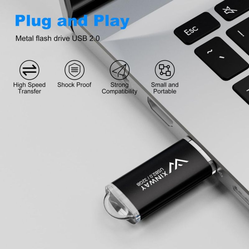 Memoria USB XinwaY 32 GB USB 2.0 Pack de 2 Negro/Azul