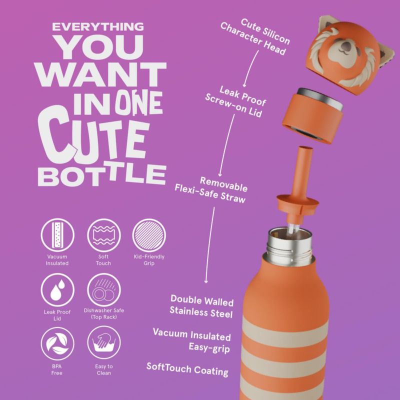 Botella asobu Bestie Panda Rojo 480 ml sin BPA