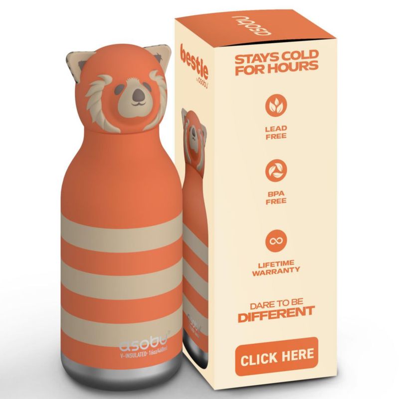 Botella asobu Bestie Panda Rojo 480 ml sin BPA