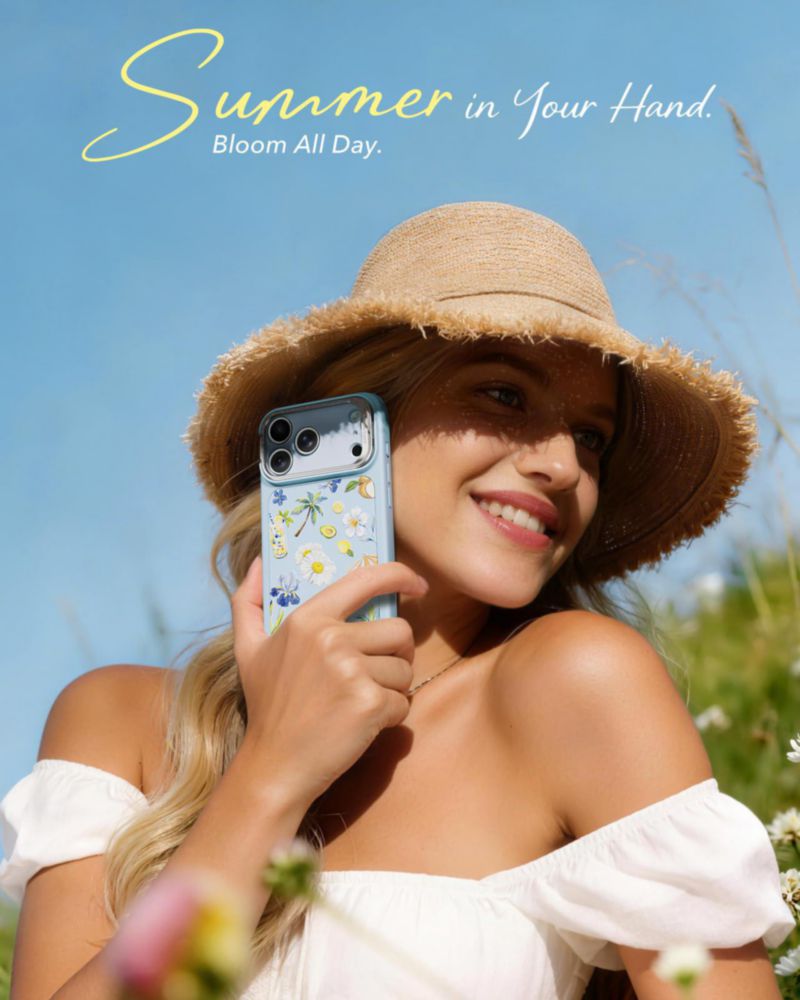 Funda ESR iPhone 17 Pro Max azul claro con soporte flexible y MagSafe