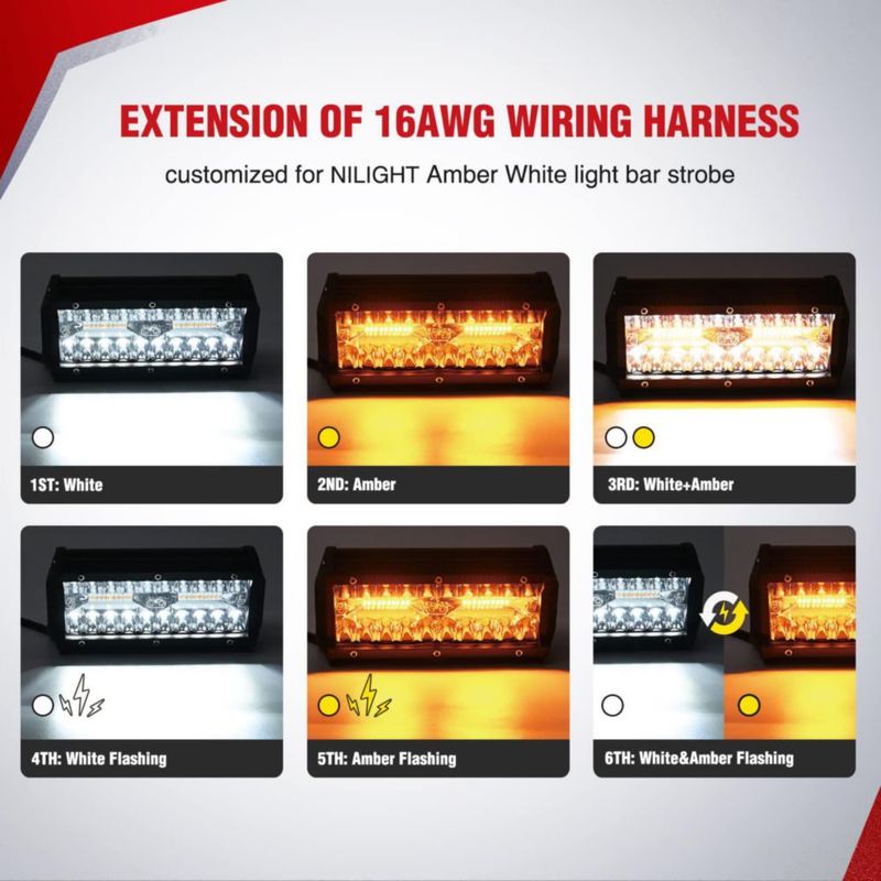 Arnés de cableado Nilight 3 m 16 AWG 3 hilos (2 unidades)
