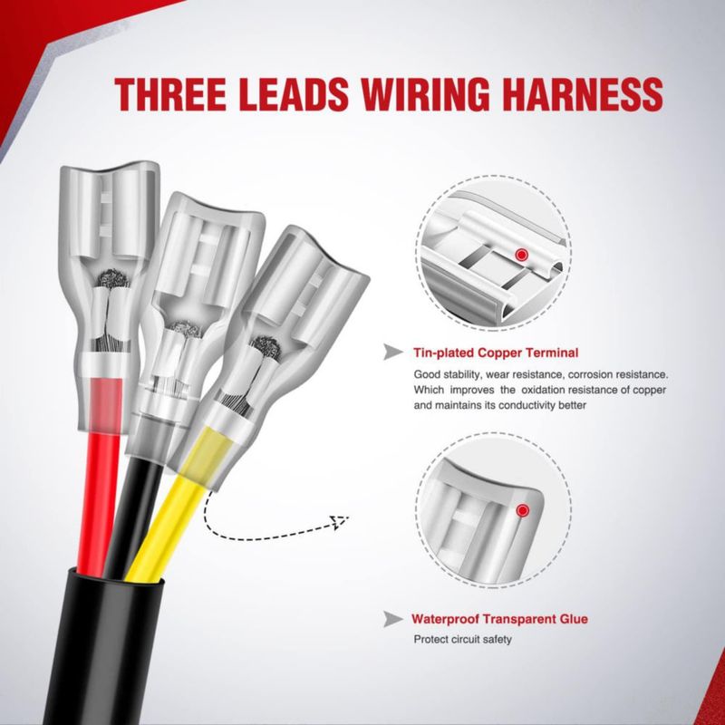 Arnés de cableado Nilight 3 m 16 AWG 3 hilos (2 unidades)
